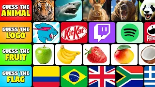 Guess 100 ANIMALS, LOGOS, FRUITS, FLAGS in 3 seconds ⏰🤔