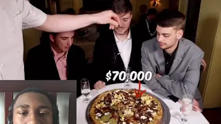 Reacting to MrBeast eating a $70,000 Golden Pizza #mrbeast