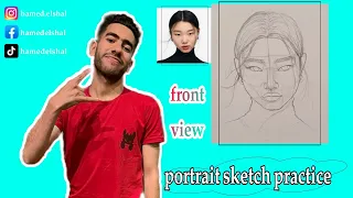 How to draw a portrait using Loomis method _front view || part 1