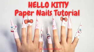 🩷❤️ 💅[paperdiy] Tutorial how to make paper nails HELLO KITTY theme 💅🩷❤️