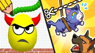 DRAW TO SMASH: LOGIC PUZZLE vs SAVE THE CAT: KITTEN ESCAPE - New Satisfying Double Gameplay Android