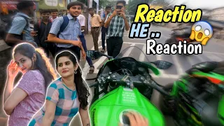 Cute Girls lovely Reactions & Boys Crazy Reactions on Zx10r💚|Crowd Gone Mad🤯|