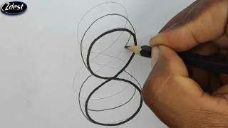 como dibujar número 8 en 3D / 3d drawing number 8 / ilusión óptica 3d