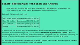Billie Hawkins with Sun Ra and His Arkestra Rehearsal Chicago 1956