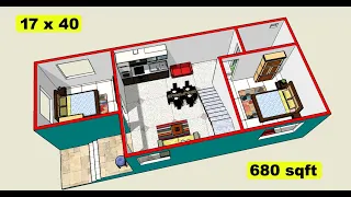 17 x 40 small village house plan design II 17 x 40 ghar ka naksha II 17 x 40 ghar ka design