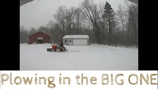 WINTER SNOW AND ICE STORM: Power King Tractor Plow with Snow Chains