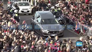 Funerali di Gigi Riva, l'arrivo del feretro alla Basilica Bonaria a Cagliari