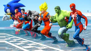 Sonic Team Vs Spider-Man Army Running on the Water Challenge Competition #403