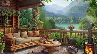 🌥️ Wake up in the Morning with Slow Piano Jazz - Spring Porch Ambience by Lake for a Refreshing Mood