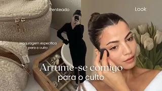 Grwm: arrume-se comigo para o culto | Make, cabelo e look 💐🤍✨💞🧖‍♀️