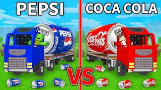 JJ's COCA COLA Truck vs Mikey's PEPSI Truck Build Battle in Minecraft - Maizen