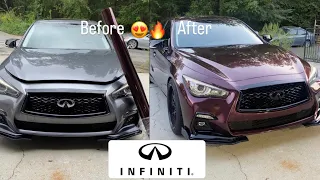 Infiniti Q50s wrapped in vampire black!!! Gets a whole new look!!!