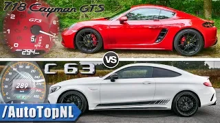 C63 AMG vs Cayman GTS | 0-250km/h ACCELERATION SOUND & AUTOBAHN POV TOP SPEED by AutoTopNL