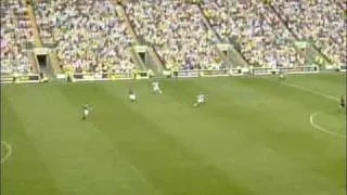 Henrik Larsson chipped goal for Celtic against rangers..