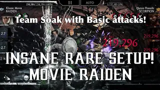 MK Mobile - Rare Gear Setup! Movie Raiden! Team Soak + Basic Attacks!