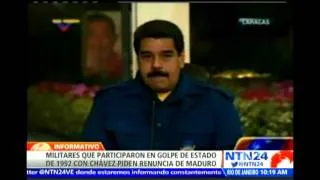 Militares que participaron en golpe de Estado de 1992 con Chávez piden la renuncia de Maduro