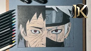 Drawing Obito/Kakashi from Anime Naruto Shippuden | DKArtsTV