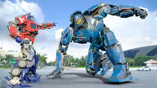 Transformers: The Last Knight - Optimus Prime vs Jaeger Gipsy Robot War - Epic Battle