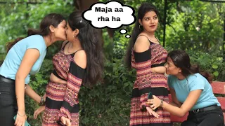 Lesbian Prank on Savita Bhabhi Real Lip Kissing || Khushi Prank