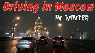 Driving in Moscow Russia in the Winter 4K