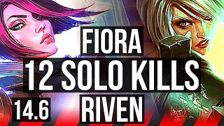 FIORA vs RIVEN (TOP) | 12 solo kills, 14/3/5, 300+ games, Dominating | NA Master | 14.6