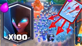 Что будет если кинуть стрелы на 100 клонов ночной ведьмы Clash Royale | Фан атака