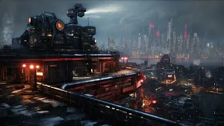 Cyberpunk Era, Rainy Night From Futuristic City. Sci-Fi Ambience for Sleep, Study, Relaxing