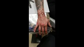 Mark takes on an anatomically correct tattoo of bones on a hand