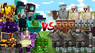 OP BOSSES vs VILLAGER and ILLAGER ALLIANE - Minecraft Mob Battle