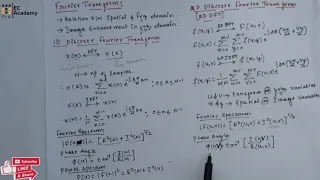 DIP#22 1D & 2D dft for image enhancement in frequency domain in image processing || EC Academy