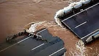 Disaster floods bridge destroyed, Mother nature angry caught on. camera, PE USA,