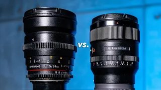 Samyang 24mm T1.5 vs Sony 24mm F.1.4 GM | MANUAL vs AUTO