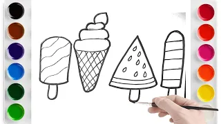 how to draw ice cream drawing | cute icecream drawing with colour easy | icecream drawing for kids