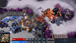 StarCraft 2 - Mass Ravens vs. Mass BC Vikings | HeRoMaRinE vs. Maru  #Shorts