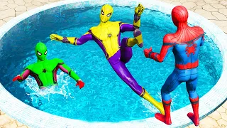 GTA 5 Rainbow Spiderman Falling Into Pool - (GTA 5 Spider-Man Jumps, Fails, Euphoria Ragdolls) Ep.14
