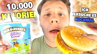 10.000 KALORIEN an einem Tag ESSEN Challenge!! 2.0😥😋 - Schaffe ich es diesmal?😰(Mein Bauch😫)