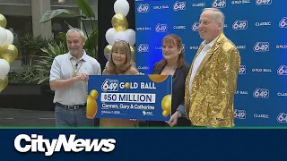 Calgarians win $50 million LOTTO 6/49 Gold Ball jackpot