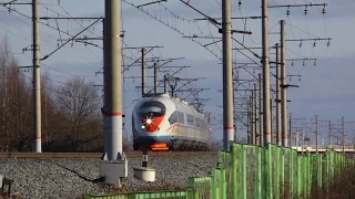 [RZD] «Sapsan» high-speed trains near the Volkhov river bridge