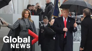 Donald Trump finally arrives at Arc de Triomphe for Armistice ceremony