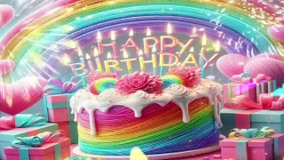 Happy birthday song remix animated 3D cake Countdown birthday video happy birthday rainbow🌈🎁🎉🌈🎈