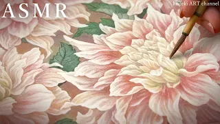 【ASMR】日本画でダリアを描く Part 2🎧Painting Sound, Making Japanese painting "Nihonga", Flower, Dahlia