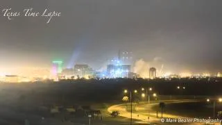 Galveston Texas Skyline Timelapse on a foggy night