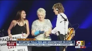 Sir Paul McCartney surprises fan by signing her cast during Cincy performance