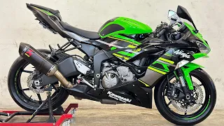 Kawasaki Zx6r 2018 Exhaust sound Akrapovic carbon slip on+ y pipe