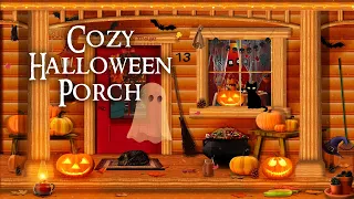 Cozy Halloween Porch 🎃 ASMR Halloween autumn ambience 👻 (party, trick-or-treating, night sounds)