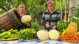 A Whole Barrel Of Canned Vegetables! Preparing For Winter In The Village Of Azerbaijan