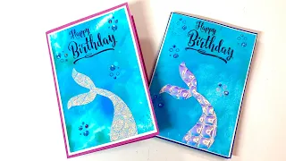Meerjungfrau Karte - Karte basteln und gestalten mit Materialien von Action, Tedi und Kik-Geburtstag