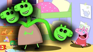 Zombie Apocalypse, MUMMY PIG TURNED INTO A GIANT 3 HEAD ZOMBIE | Peppa Pig Funny Animation