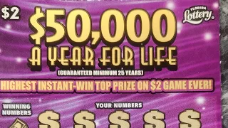 $50,000 A Year For Life  lottery scratch off tickets 💜