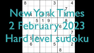 Sudoku solution – New York Times sudoku 2 February 2023 Hard level